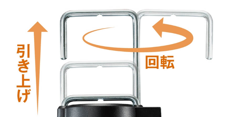 上に引き伸ばし、自由に回転させて使用できます。