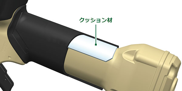 グリップラバー内側のクッション材のイメージ図