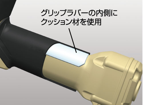 グリップラバーの内側にクッション材を使用