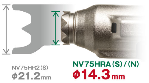 従来製品NV75HR2(S)との先端幅の比較