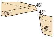 ターンテーブル左右45°、のこ刃左45°傾斜